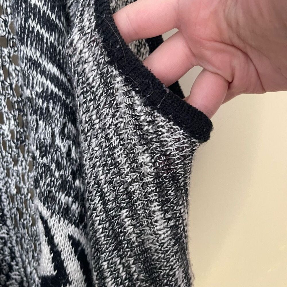 LAST CHANCE Absolutely Famous Black Grey White Waterfall Open Front Long Cardiga - Picture 9 of 13